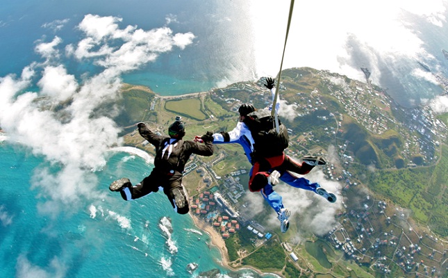 Person Skydiving in St Kitts